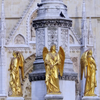 Golden statues in front of Cathedral in Zagreb✨