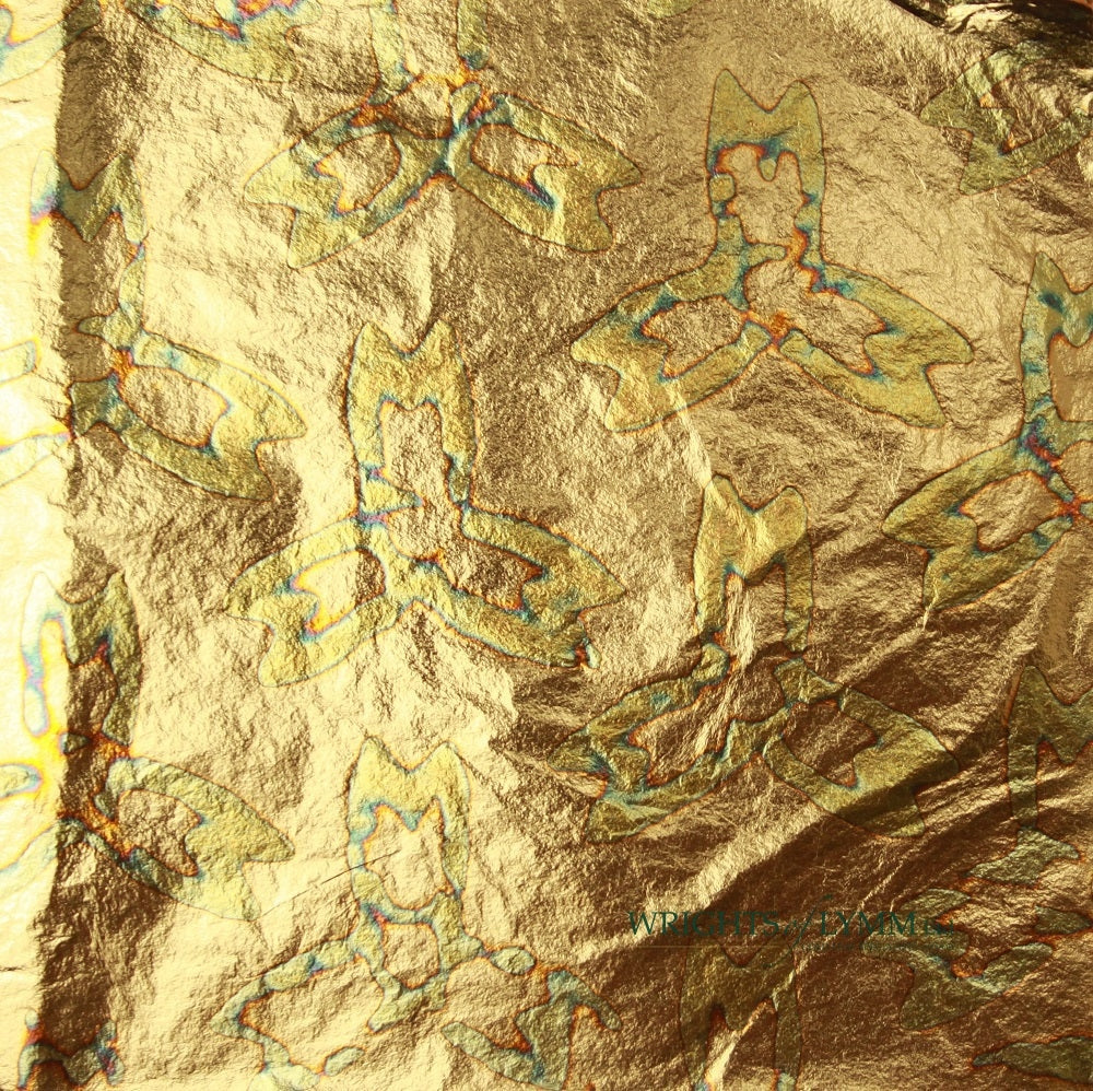 Blue/Green Leaf Variegated Zinc Transfer Leaf in a booklet containing 25 leaves (140mm). For use in gilding, monumental works, restoration and and art.