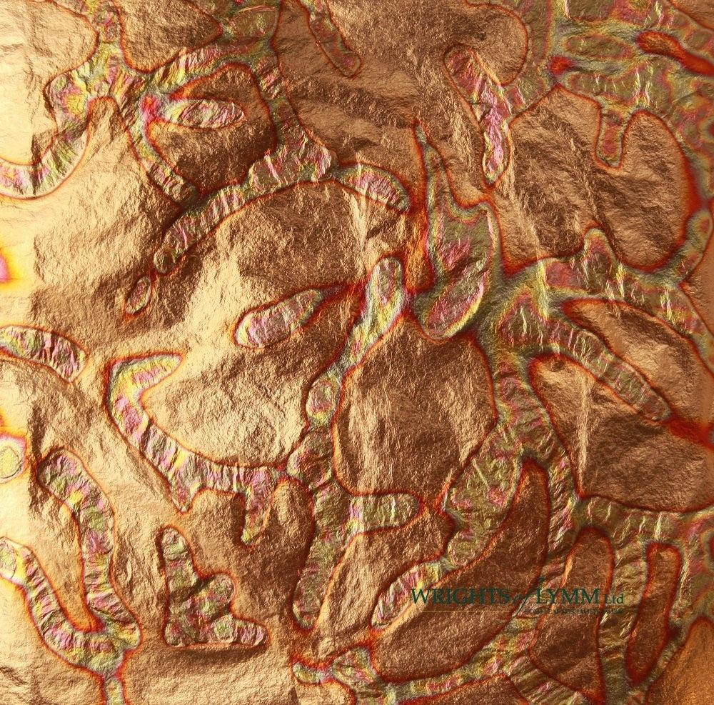 Red Standard (2) Variegated Copper Transfer Leaf in a booklet containing 25 leaves (140mm). For use in gilding, monumental works, restoration and and art.