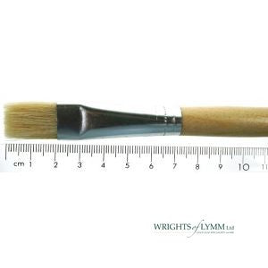 Synthetic hog hair flat fitches are brush tools with firm, durable synthetic bristles, ideal for precise, controlled strokes in painting and detailing.