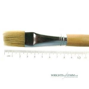 Synthetic hog hair flat fitches are brush tools with firm, durable synthetic bristles, ideal for precise, controlled strokes in painting and detailing.
