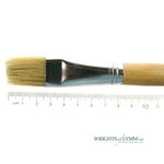 Synthetic hog hair flat fitches are brush tools with firm, durable synthetic bristles, ideal for precise, controlled strokes in painting and detailing.