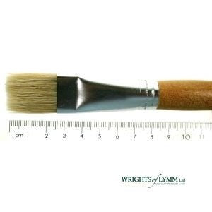 Synthetic hog hair flat fitches are brush tools with firm, durable synthetic bristles, ideal for precise, controlled strokes in painting and detailing.
