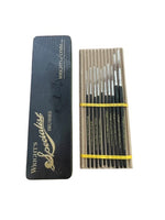 A set of Series 1335 Sable Artists Writer brushes in various sizes, displayed in a brush tin with the brand name and series number visible.
