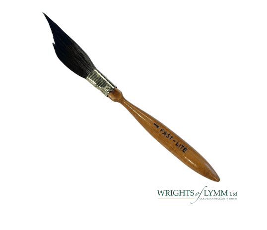 Fast-Lite pinstriping brush with a wooden handle and blue squirrel hair