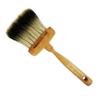 Badger Hair Softener with a wooden handle and synthetic bristles, designed for painting or faux finish techniques.