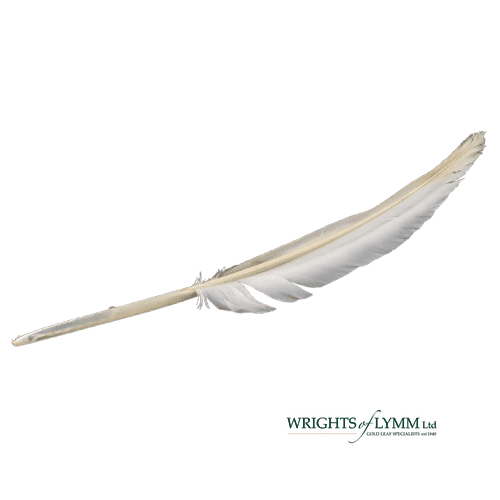 Marbling feathers are used to create fluid, swirling patterns that add a touch of elegance and uniqueness to any decorative project.