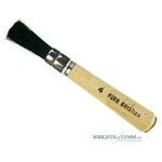 A black bristle stencil brush has short, stiff bristles for controlled paint application, ideal for stencilling on various surfaces with minimal bleed