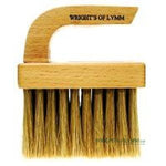 A hog hair stippling brush has coarse, stiff bristles, ideal for creating texture, dry brushing, and stippling effects in painting.