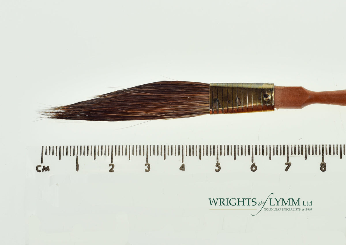 Lite pinstriping brush with a wooden handle and blue squirrel hair