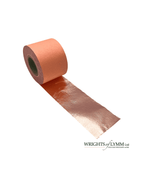 A roll of copper-colored superior copper leafUnrolled to show the copper surface.