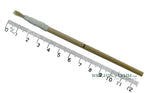 A short, string-bound gesso brush for applying gesso in gilding projects