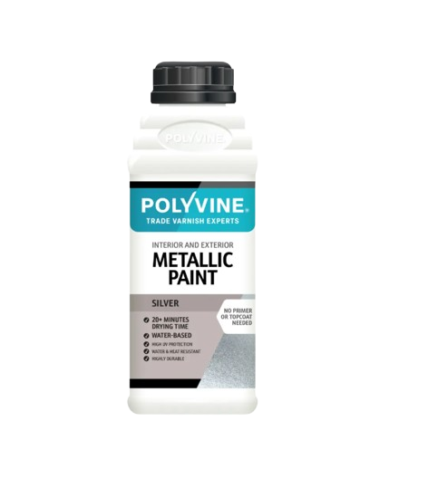 Polyvine metallic paint in colour silver