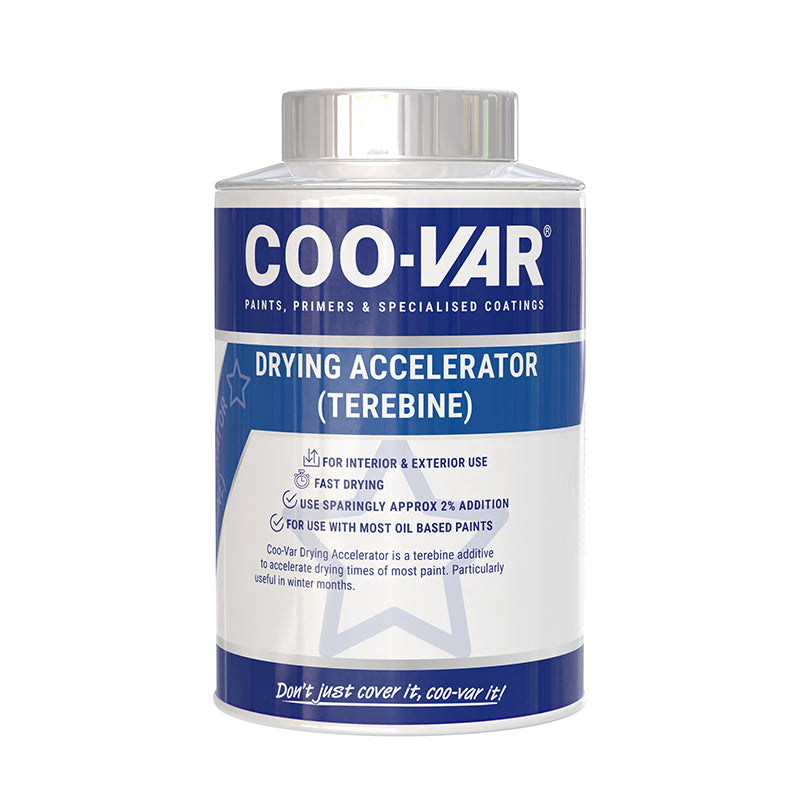 COO-VAR drying accelerator canister with blue and white label on a white background
