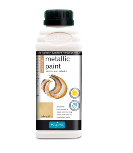 500ml Polyvine AcrylicMetallic Paint - Pale Gold