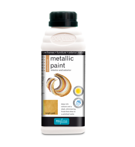 500ml Polyvine Acrylic Metallic Paint - Bright Gold